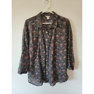 Dockers 100% Cotton 3/4 sleeve Button Up Shirt Floral